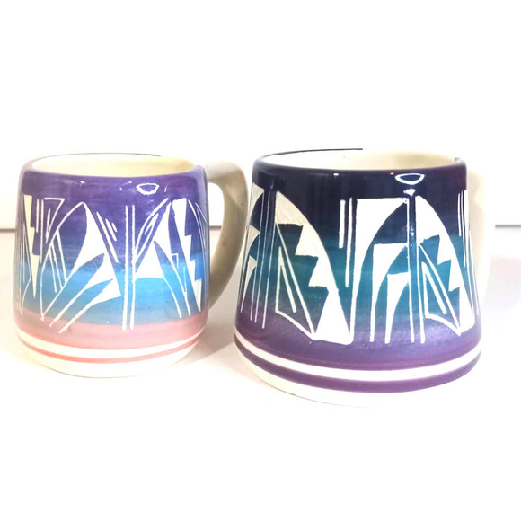 Handmade Other - Vintage Hand Made Hand Thrown Navajo American Indian Mugs Set of 2. Southwest